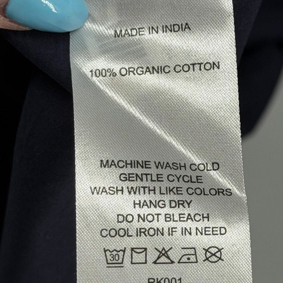 Quince 100% Organic Cotton Poplin Tiered Maxi Dress Women's L Navy Smocked Boho - Picture 10 of 14